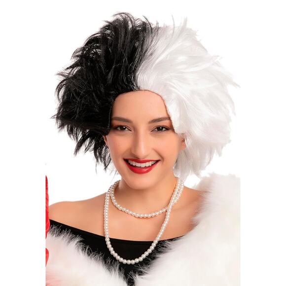 Spooktacular Creations Cruella Deville Bob Wig Costume Cosplay Short Halloween - Picture 1 of 12